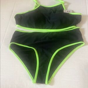 TiniBikini Black Bikini with Neon Green Trim